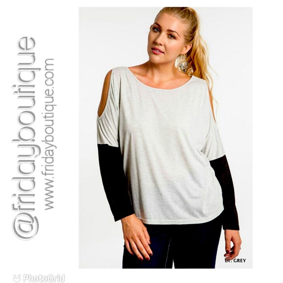 Long Sleeve Cold Shoulder Top - Picture 2 of 2